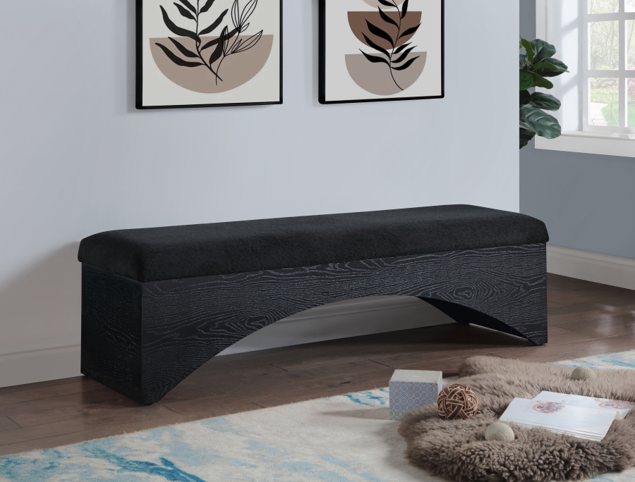 Lawson Velour Fur Fabric Upholstered Bench