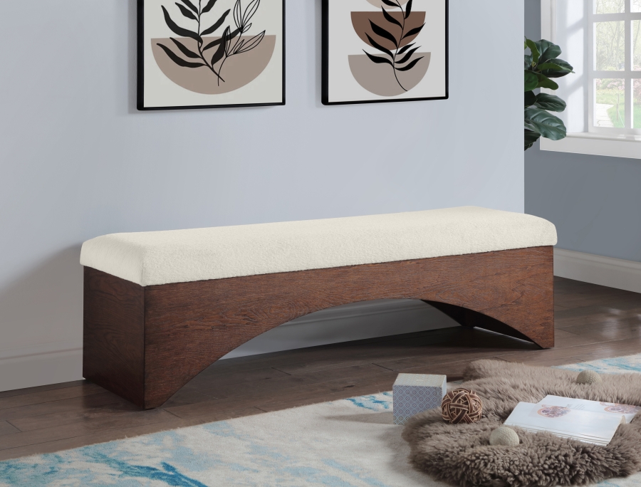 Lawson Velour Fur Fabric Upholstered Bench