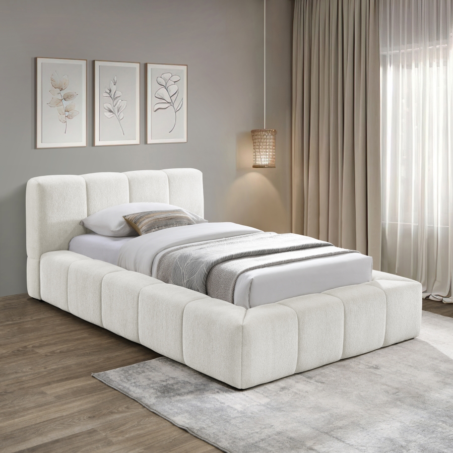 Carlin Chenille Fabric Upholstered Twin Bed