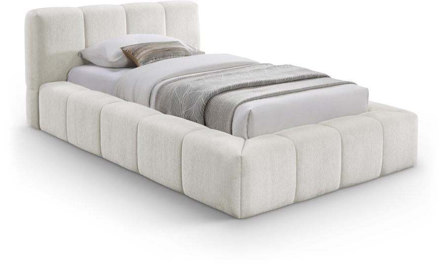 Carlin Chenille Fabric Upholstered Twin Bed