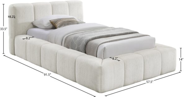 Carlin Chenille Fabric Upholstered Twin Bed