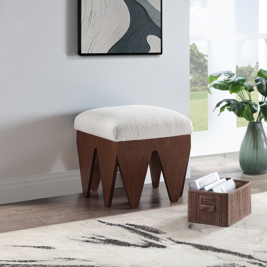 Altair Velour Fur Fabric Upholstered Bench