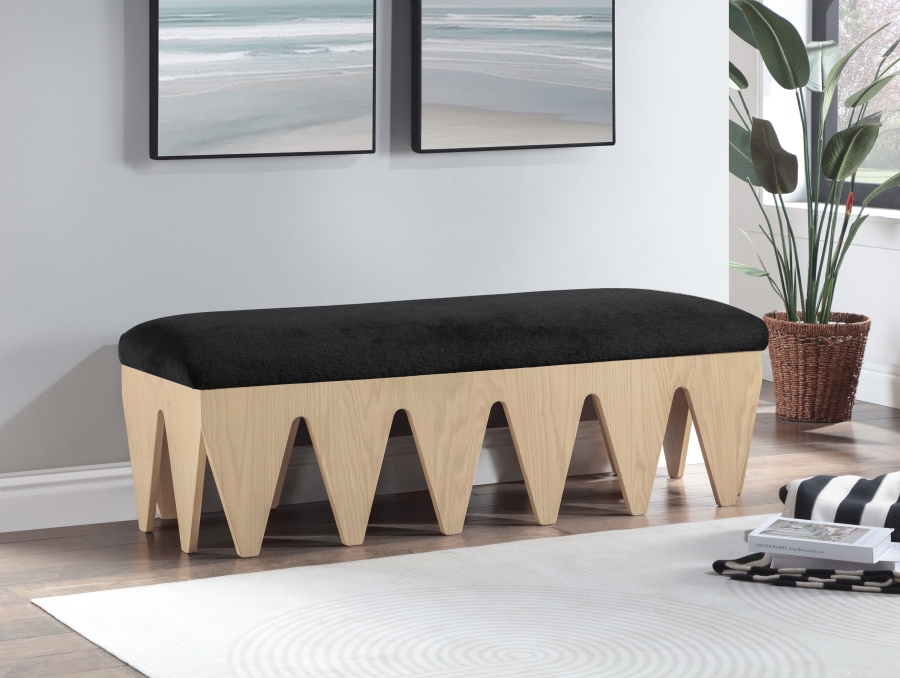 Altair Velour Fur Fabric Upholstered Bench