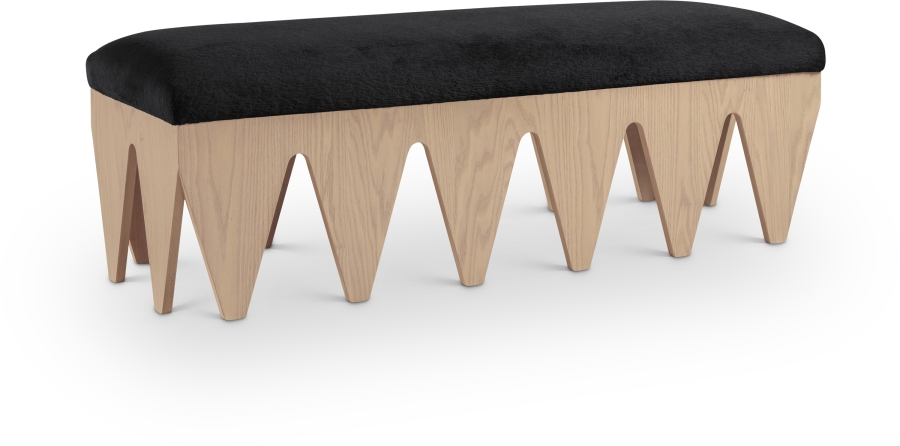 Altair Velour Fur Fabric Upholstered Bench
