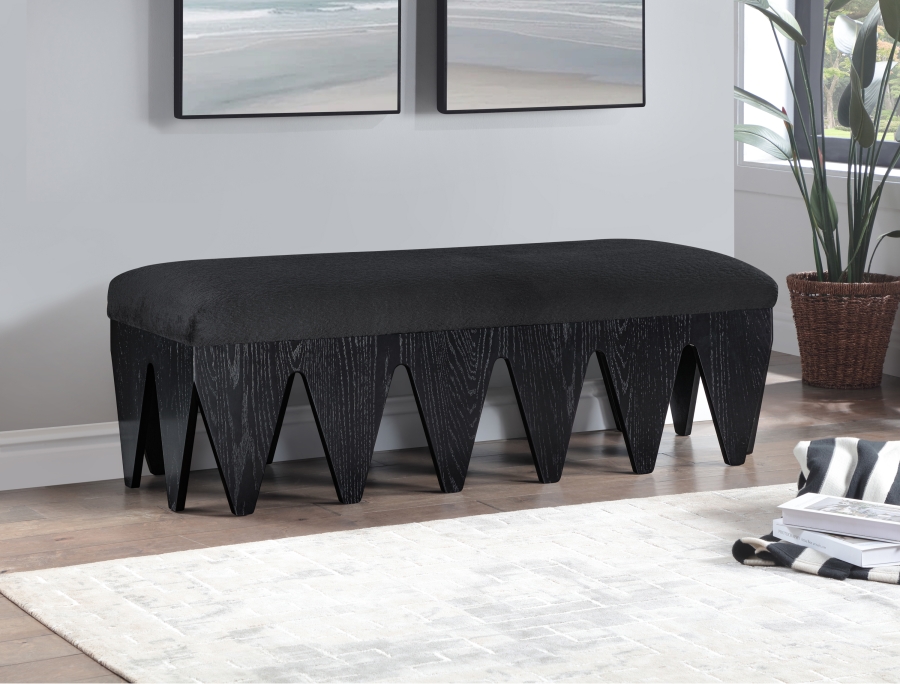 Altair Velour Fur Fabric Upholstered Bench