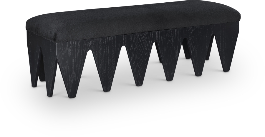 Altair Velour Fur Fabric Upholstered Bench