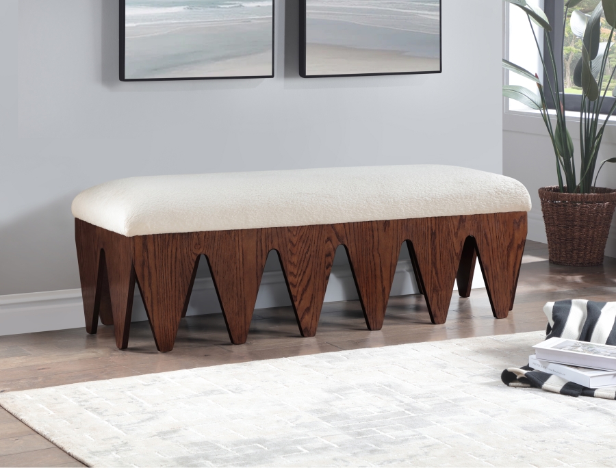 Altair Velour Fur Fabric Upholstered Bench