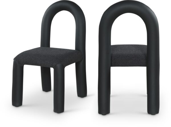 Amari Vegan Leather and Boucle Fabric Upholstered Dining Chair