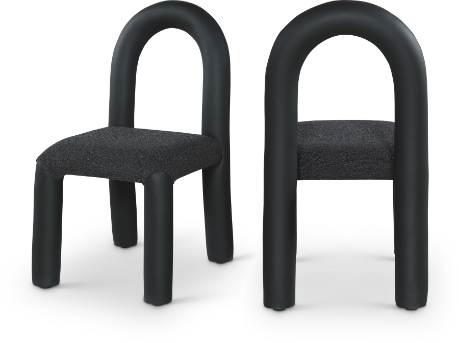 Amari Vegan Leather and Boucle Fabric Upholstered Dining Chair