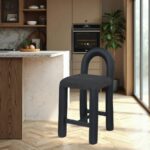Amari Vegan Leather and Boucle Fabric Upholstered Counter Stool