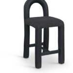 Amari Vegan Leather and Boucle Fabric Upholstered Counter Stool