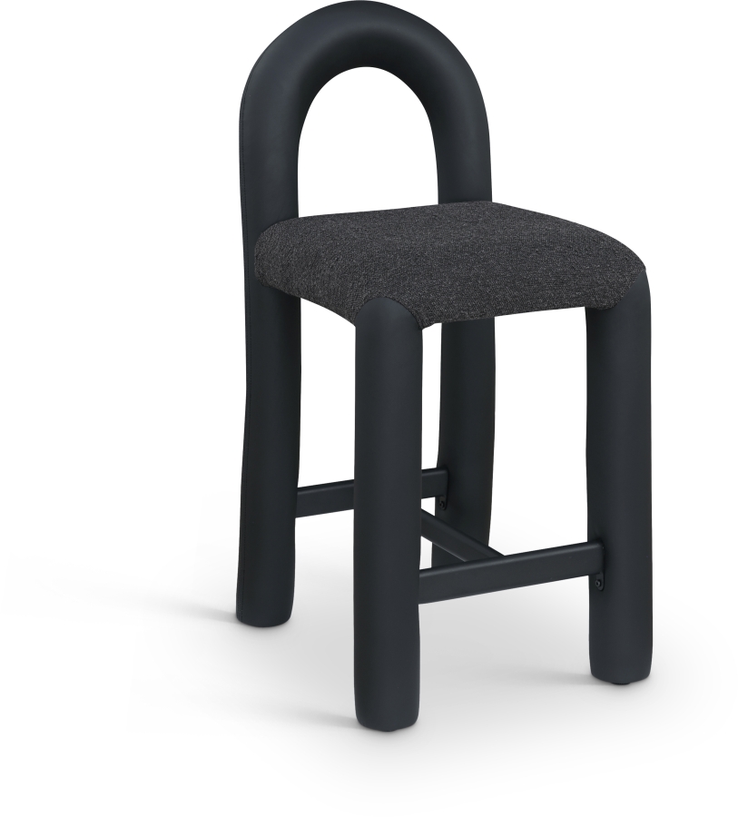 Amari Vegan Leather and Boucle Fabric Upholstered Counter Stool