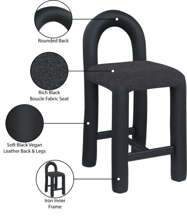 Amari Vegan Leather and Boucle Fabric Upholstered Counter Stool