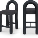 Amari Vegan Leather and Boucle Fabric Upholstered Counter Stool