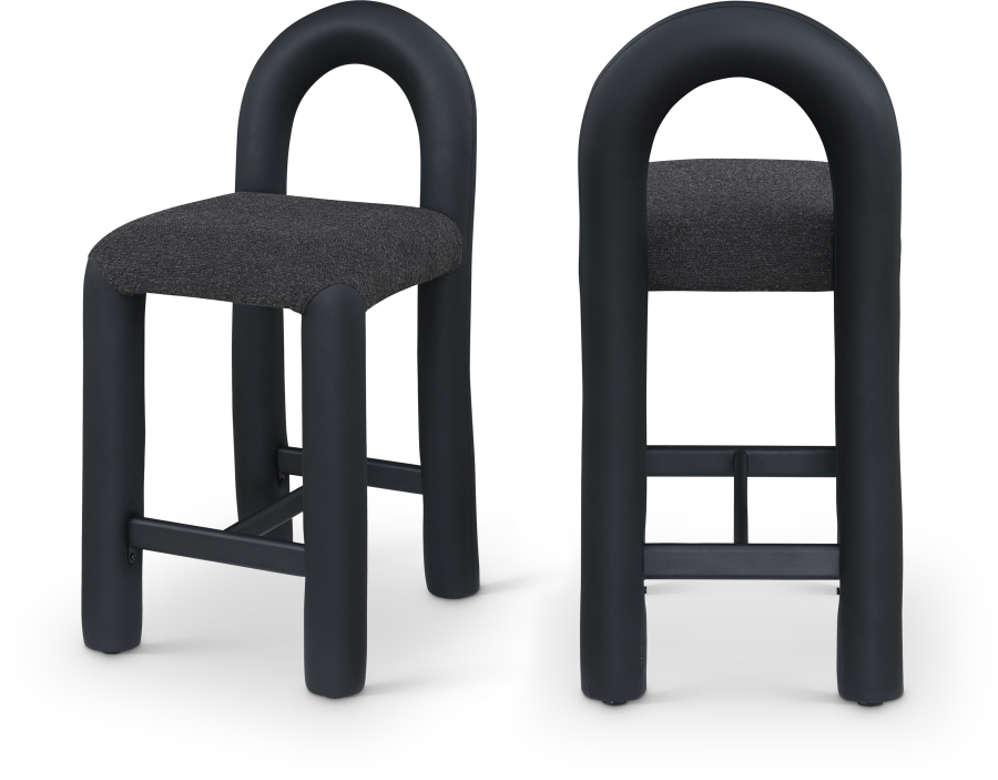 Amari Vegan Leather and Boucle Fabric Upholstered Counter Stool