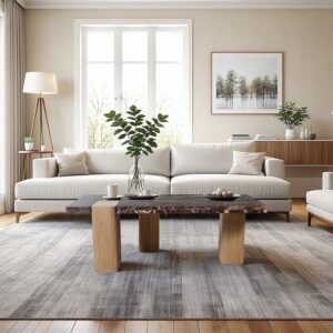 Ravenna Genuine Marble Top And Oak Wood Base Coffee Table