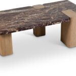 Ravenna Genuine Marble Top And Oak Wood Base Coffee Table