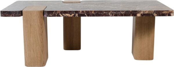 Ravenna Genuine Marble Top And Oak Wood Base Coffee Table