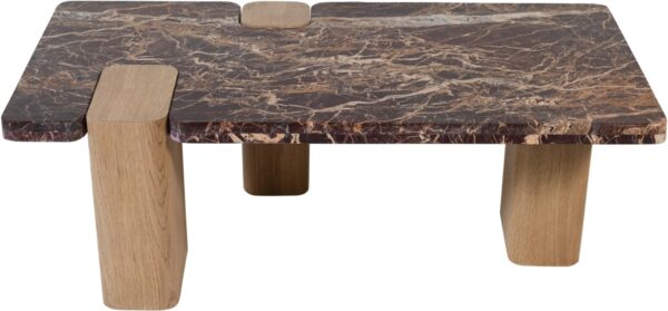 Ravenna Genuine Marble Top And Oak Wood Base Coffee Table
