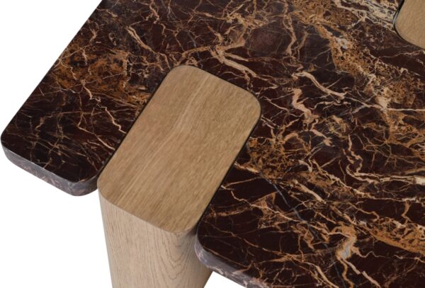 Ravenna Genuine Marble Top And Oak Wood Base Coffee Table