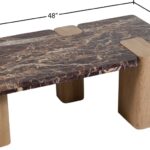 Ravenna Genuine Marble Top And Oak Wood Base Coffee Table