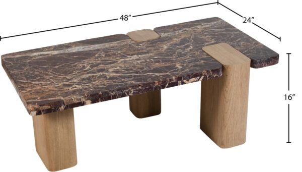 Ravenna Genuine Marble Top And Oak Wood Base Coffee Table