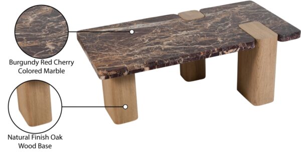 Ravenna Genuine Marble Top And Oak Wood Base Coffee Table