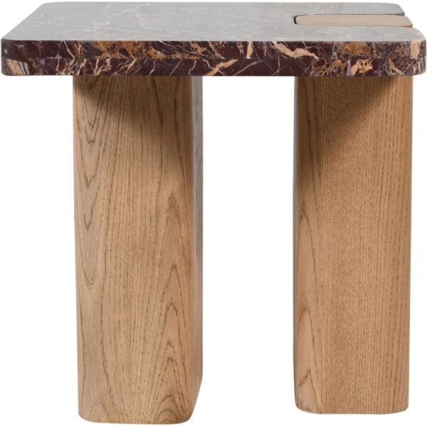 Ravenna Genuine Marble Top And Oak Wood Base End / Side Table
