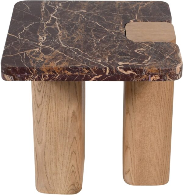 Ravenna Genuine Marble Top And Oak Wood Base End / Side Table