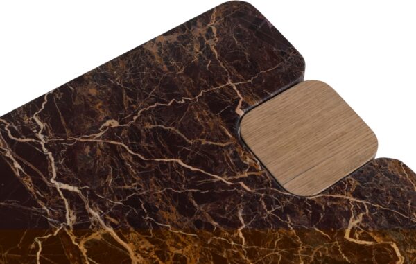 Ravenna Genuine Marble Top And Oak Wood Base End / Side Table