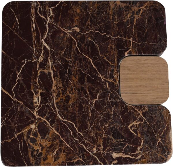 Ravenna Genuine Marble Top And Oak Wood Base End / Side Table