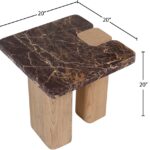 Ravenna Genuine Marble Top And Oak Wood Base End / Side Table