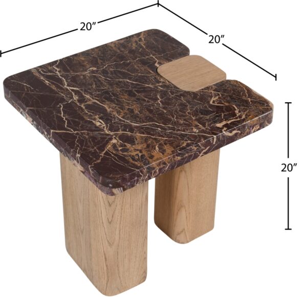 Ravenna Genuine Marble Top And Oak Wood Base End / Side Table