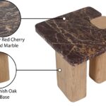 Ravenna Genuine Marble Top And Oak Wood Base End / Side Table