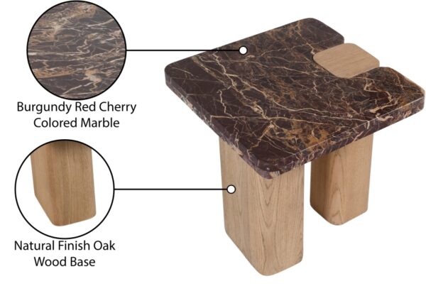 Ravenna Genuine Marble Top And Oak Wood Base End / Side Table