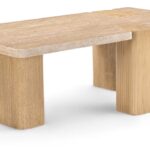 Ravenna Genuine Travertine and Oak Coffee Table