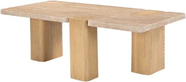 Ravenna Genuine Travertine and Oak Coffee Table