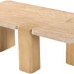Ravenna Genuine Travertine and Oak Coffee Table