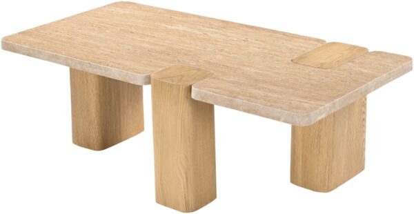 Ravenna Genuine Travertine and Oak Coffee Table