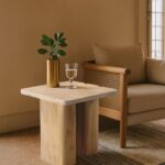 Ravenna Genuine Travertine and Oak End / Side Table