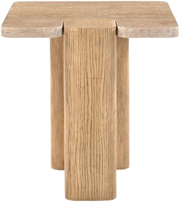 Ravenna Genuine Travertine and Oak End / Side Table