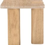 Ravenna Genuine Travertine and Oak End / Side Table