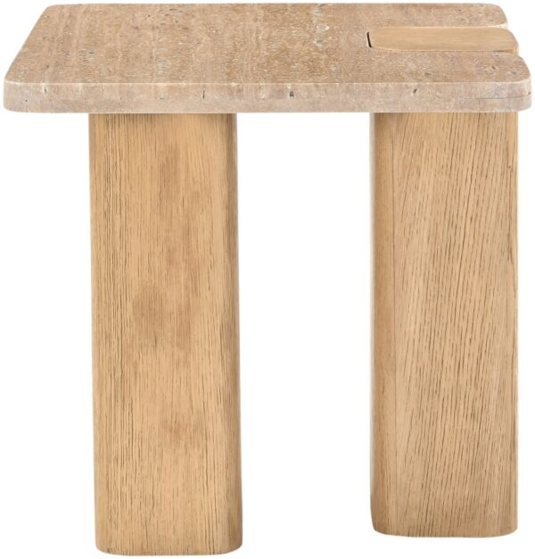 Ravenna Genuine Travertine and Oak End / Side Table