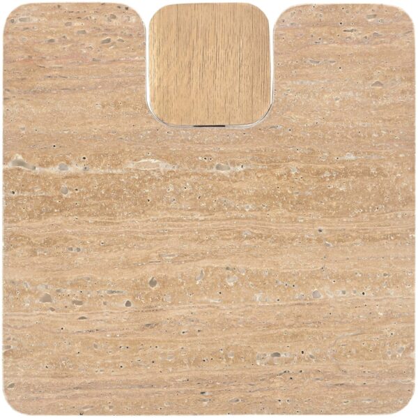Ravenna Genuine Travertine and Oak End / Side Table