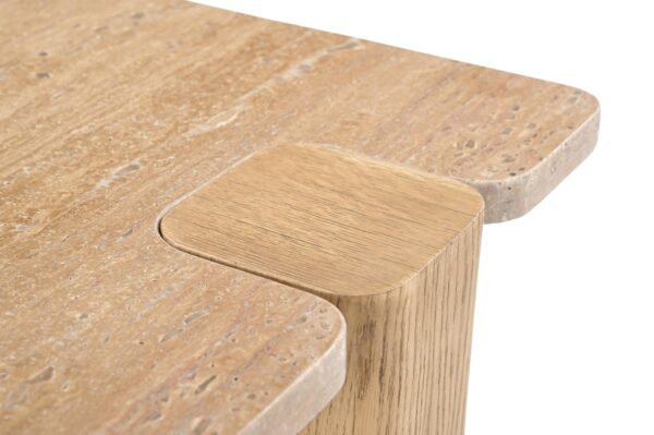 Ravenna Genuine Travertine and Oak End / Side Table