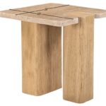 Ravenna Genuine Travertine and Oak End / Side Table