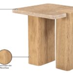 Ravenna Genuine Travertine and Oak End / Side Table