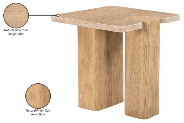 Ravenna Genuine Travertine and Oak End / Side Table