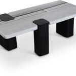 Ravenna Genuine Marble Top And Oak Wood Base Coffee Table