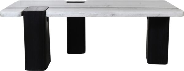 Ravenna Genuine Marble Top And Oak Wood Base Coffee Table